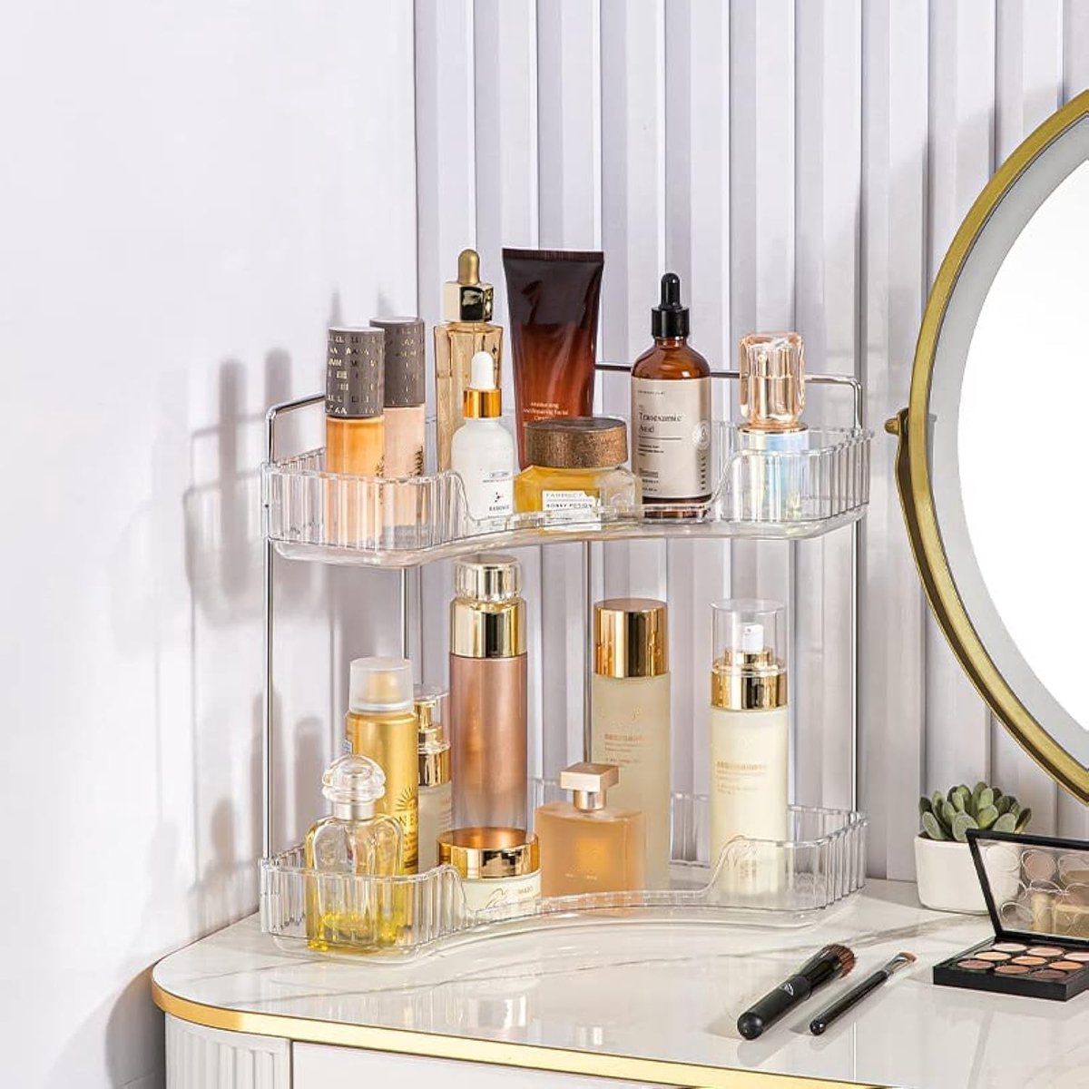SnelShoppen - Make-up organizer, cosmetica-organizer, beauty-organizer voor huidverzorging, 3 lagen, groen, ideaal voor badkamer en make-uptafel