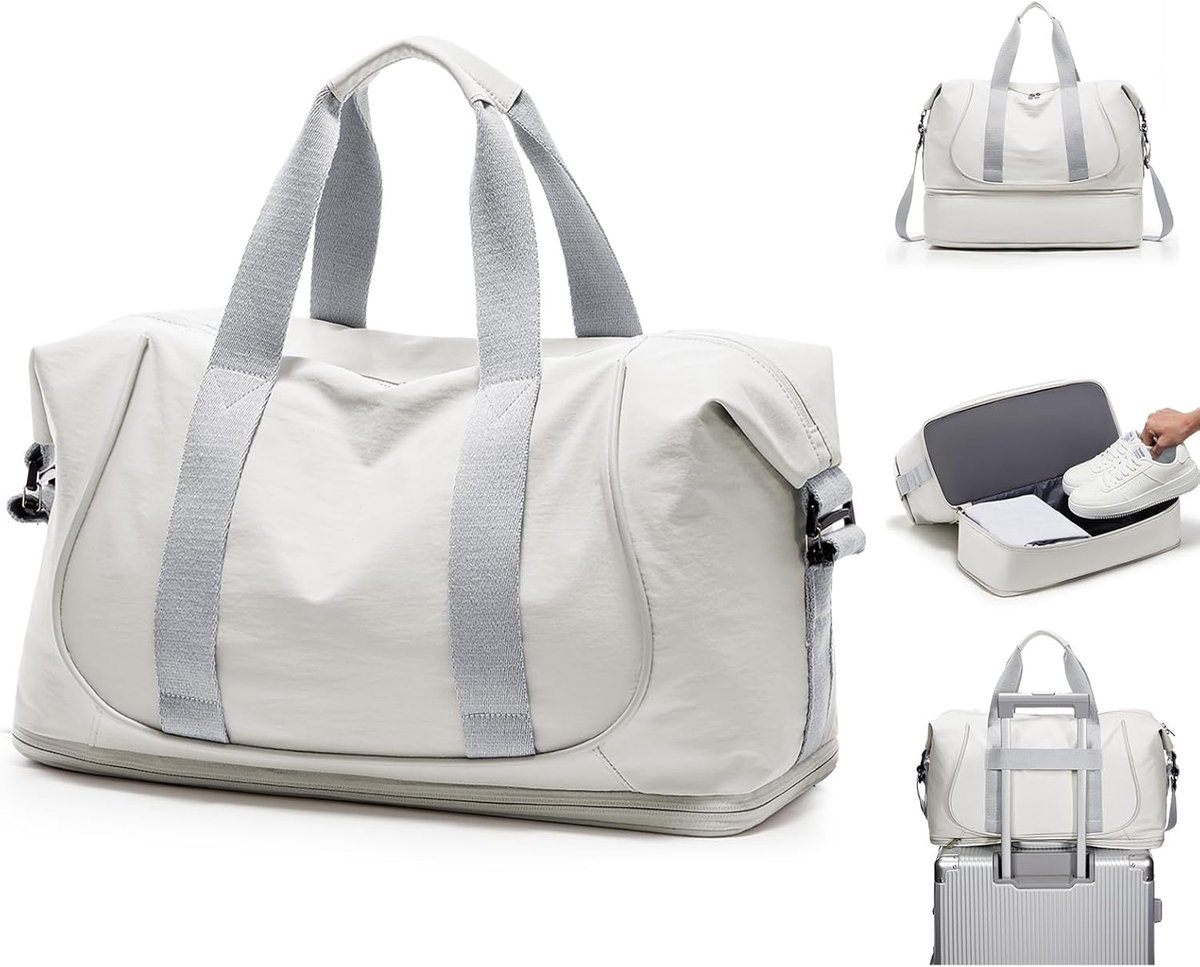 SnelShoppen - Reistas Dames Handbagage Tas voor Ryanair & Easyjet, Uitbreidbaar met Schoencompartiment, Waterdichte Sporttas, Fitness Weekendtas, Kraa