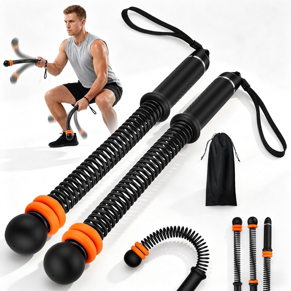 SnelShoppen - Battle Rope Fitness Device voor HIIT Training, Verstelbare Combat Ropes, Draagbaar, Geschikt voor Binnen en Buiten, Non-Slip Rubber Hand