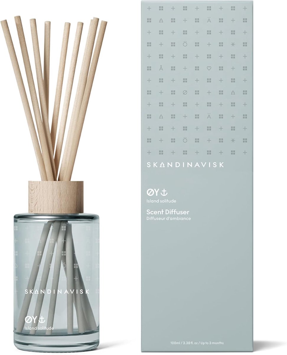 SnelShoppen - Geurstokjes Diffuser 95 ml - Scandinavische Øy 'Island' Geur met Crabapple, Hondsroos, Watermos en Groene Bladeren voor Thuis, Feest en