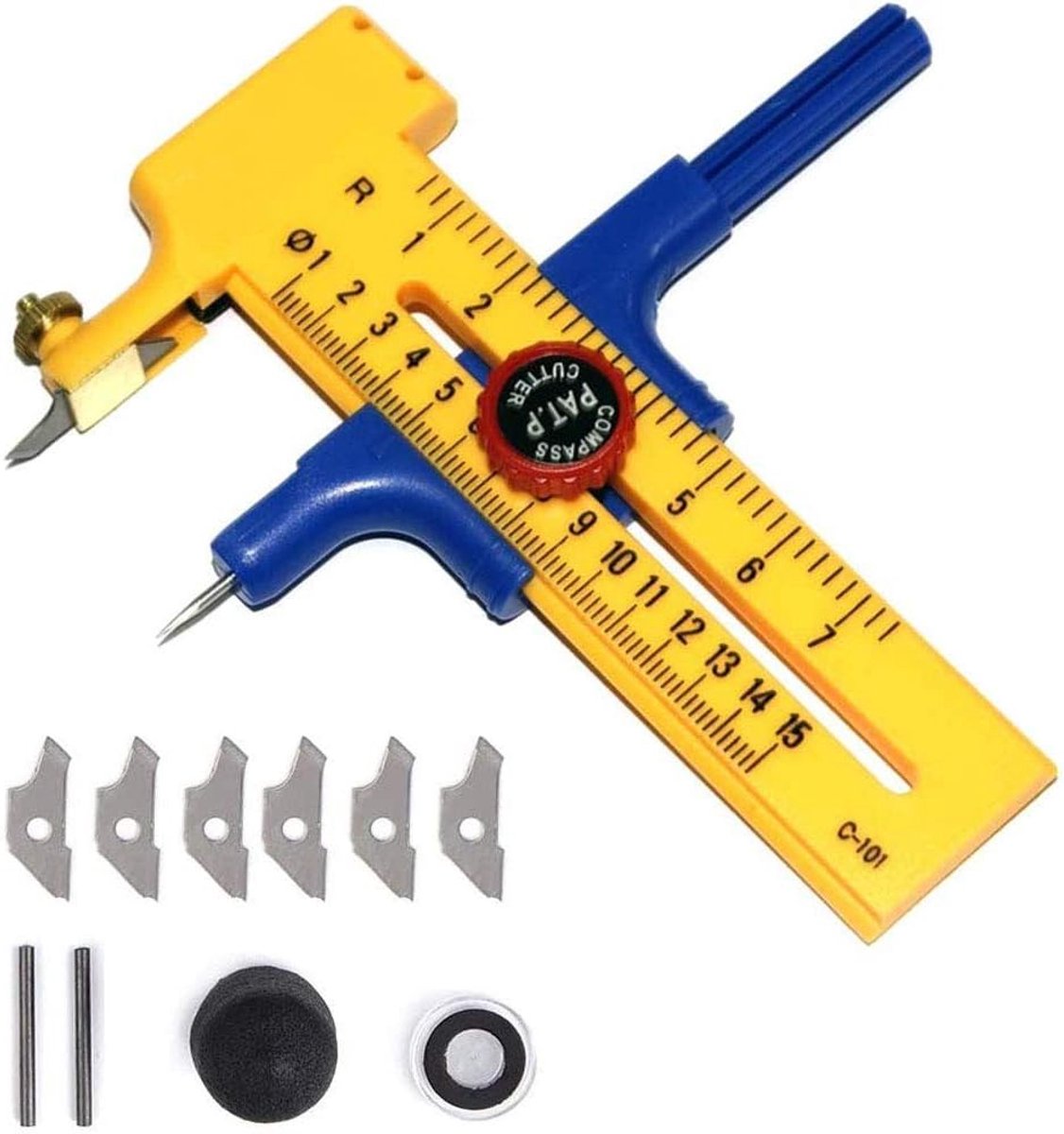 SnelShoppen - Circular Cutter voor 1-15 cm Circles, Precisie Cirkel Snijders voor Papier, Karton, Leer, Plastic en Messing, Lichtgewicht Plastic, Idea
