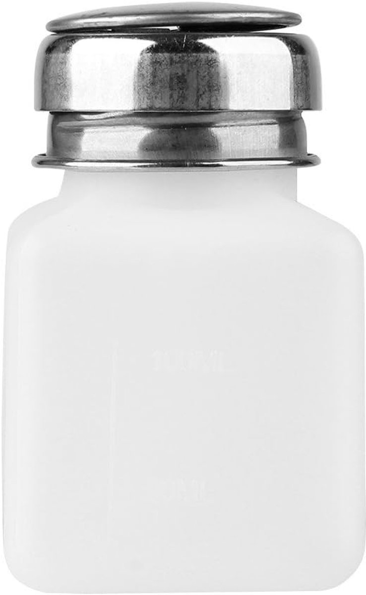 SnelShoppen - 100ml Dispenser Pompfles met Metaaldeksel - Lege Doser Dispenser voor Nagelstudio en Nagelkunst - Handig en Economisch in Gebruik