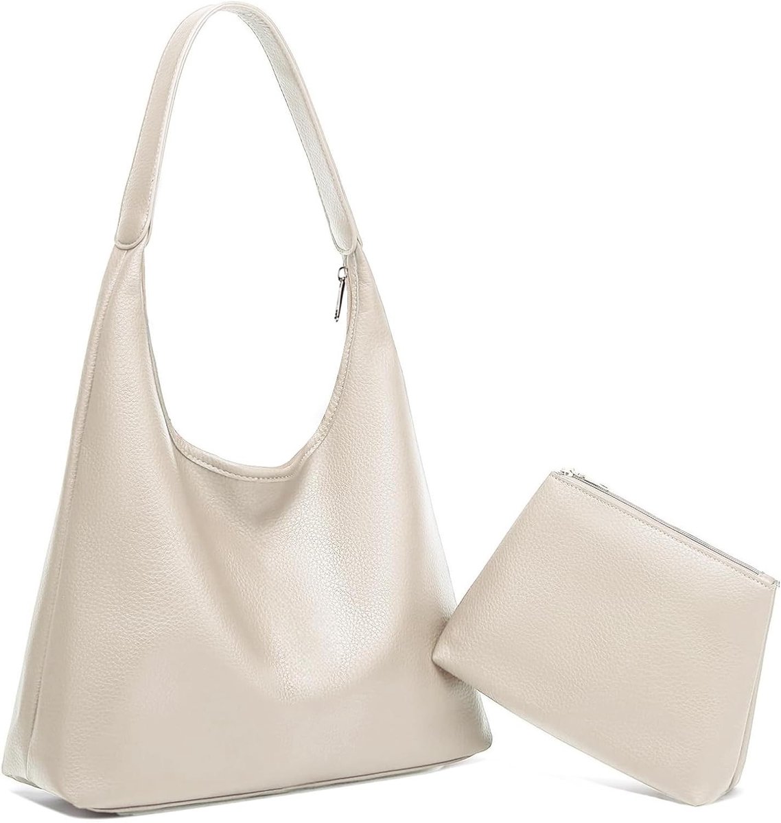 Dames Handtas Grote Shopper Tas met Rits Schoudertas van Leer - 2-Delige Set voor Werk, School en Winkelen