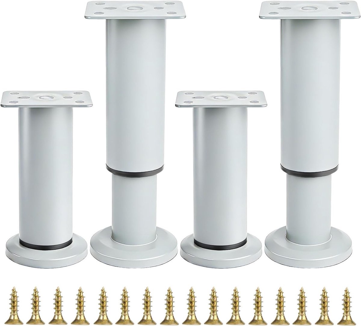 Meubelpoten Set - Kastpoten Tafelpoten - Meubels Verhogen - Traploos Verstelbaar - 12-18 cm - Grijs
