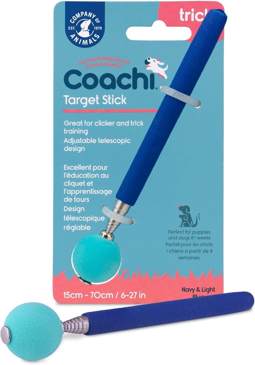 SnelShoppen - Coachi Target Stick voor Honden, Telescopisch Ontwerp met Grote Bal, Ideaal voor Clicker Training, Agility Training en Puppy Training