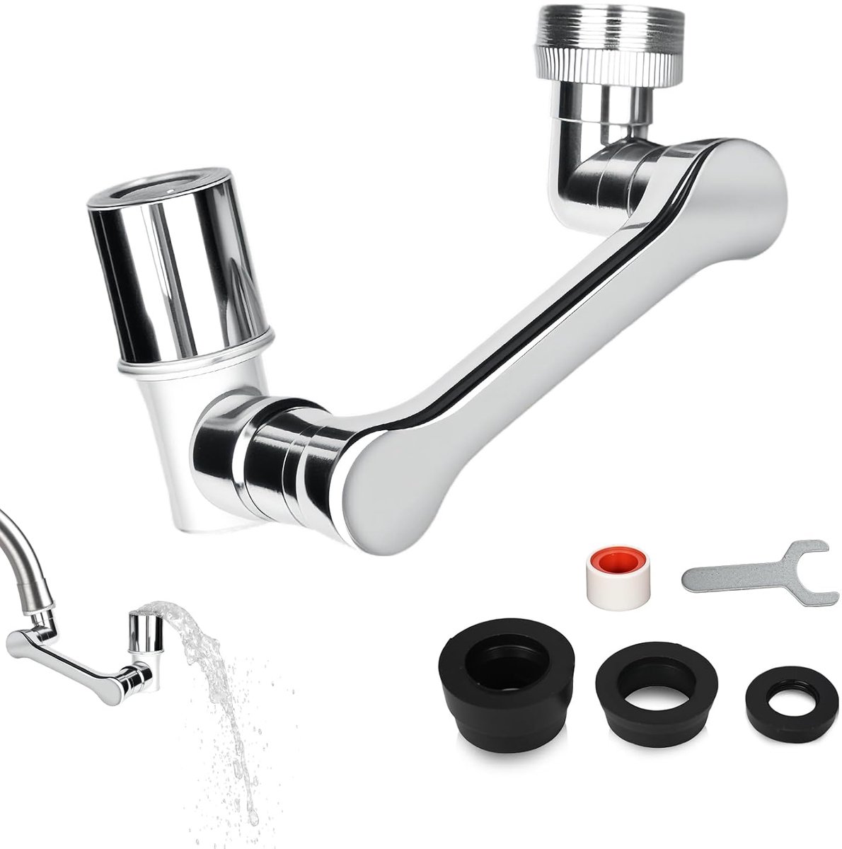 SnelShoppen - Rotating Keukenkraan met 2 Water Spray Modi, Universele 1080° Zwenkkraan, Multifunctionele Faucet voor Keuken & Badkamer met 5 Filter El