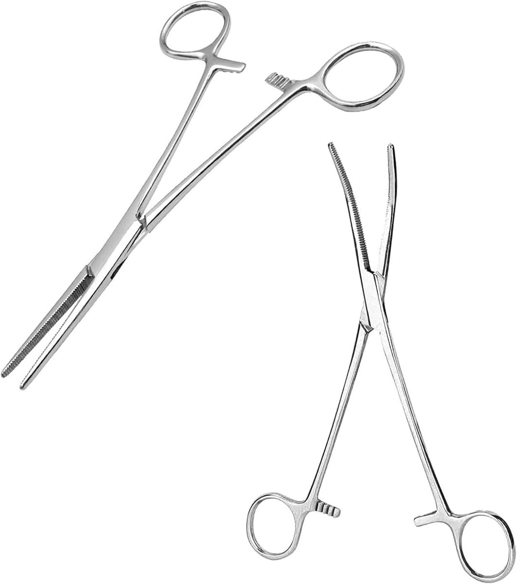 SnelShoppen - Pack van 2 Haakverwijderingsgereedschap, RVS Pincet met Rechte en Gebogen Punt, 12.5 cm, Ideaal voor Huisdieren, Hobby en Klussen