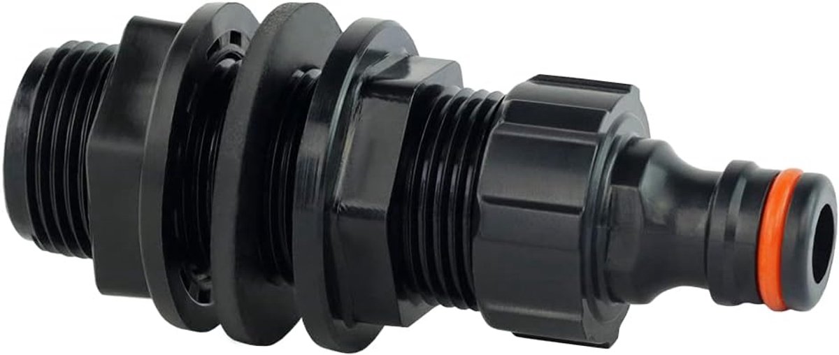 SnelShoppen - Rain Bolt Feed Tonne 3/4 Inch Mannetje Draad - Tank Grommet met Tap Connector, 1 Stuk voor Tuin, Regenwater Opslag, Slang Aansluiting