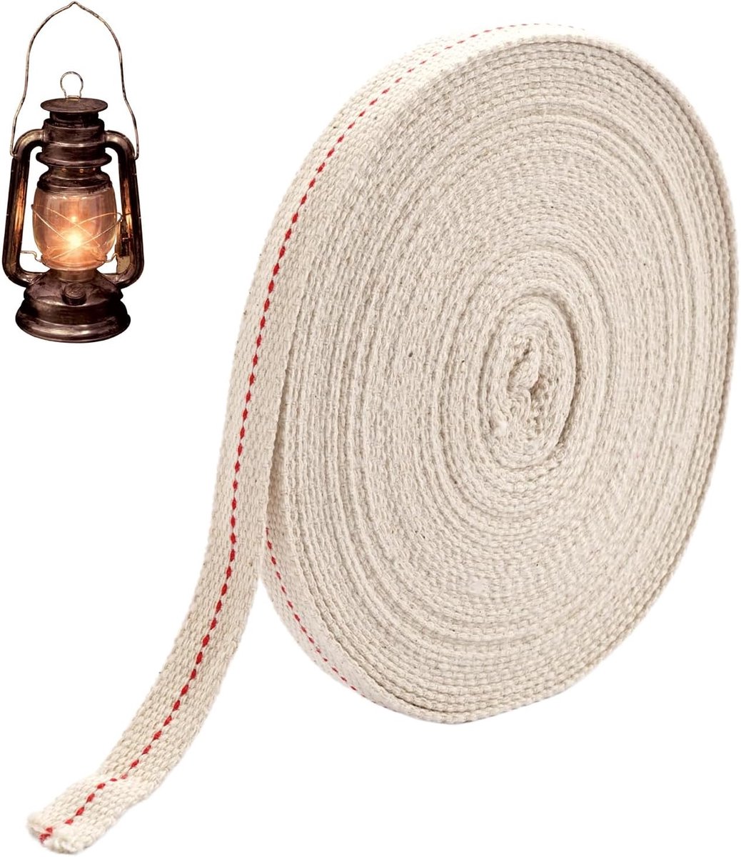 SnelShoppen - 10 Meter Wick voor Olielampen en Petroleum Lampen - 13mm Breed - Kerosine Lamp, Oliebrander - DIY, Hoogwaardige Katoen, Rookvrij