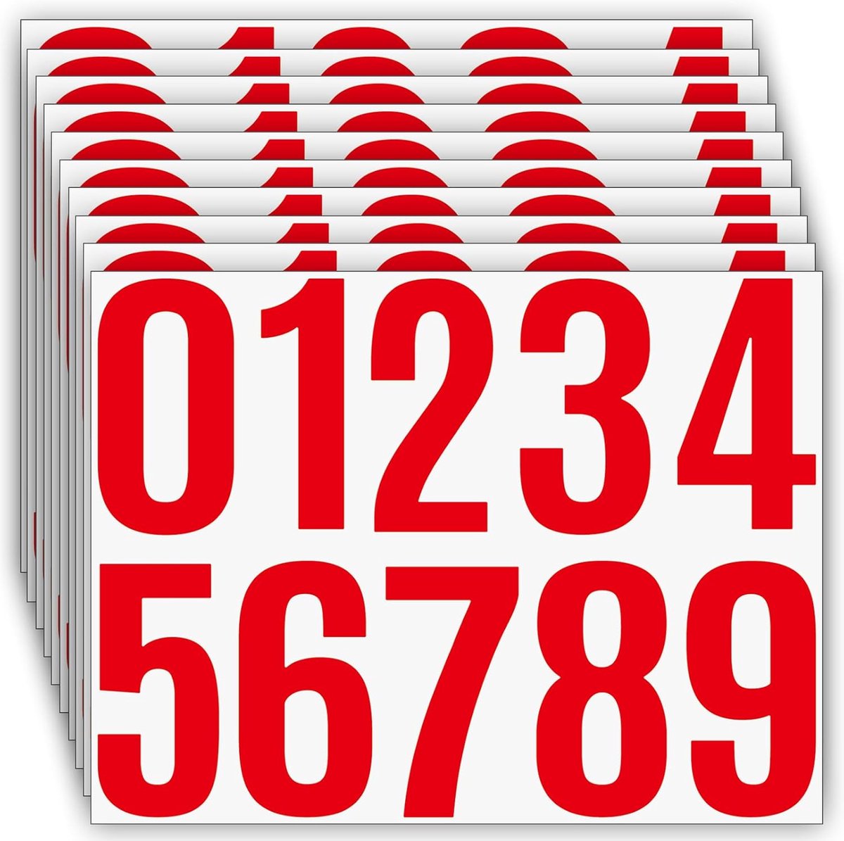 SnelShoppen - Pack van 100 Grote Nummer Stickers 10 cm, Zelfklevende Vinyl Cijfers, Weerbestendig voor Brievenbus, Huisnummer, Adresnummer - Rood