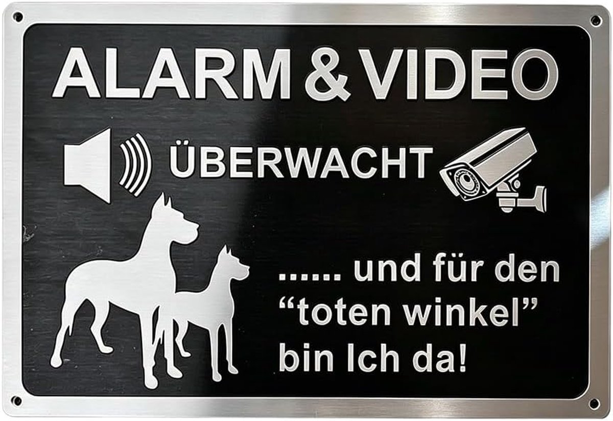 SnelShoppen - 1 x Dog Warning Sign - Aluminium Waarschuwingsbord voor Honden - Weerbestendig Tuinbord voor Tuinpoort, Schutting en Huiswand - Duidelij