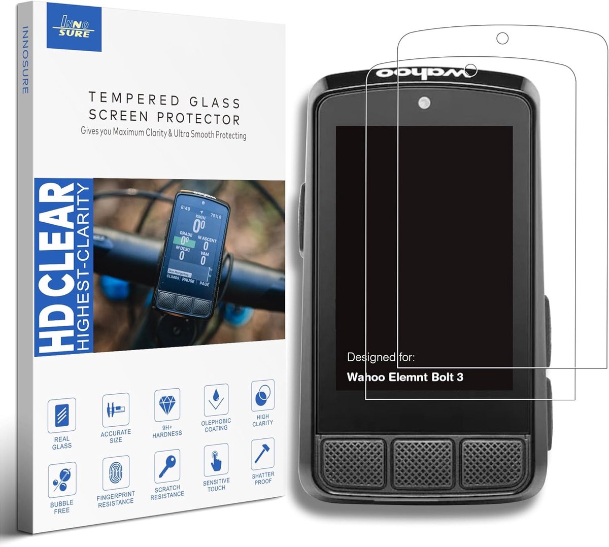SnelShoppen - Screen Protector voor Fietsnavigatie, 2.3 Inch Touchscreen, Scratch/Fingerprint Resistant, HD Duidelijk, Volledige Bedekking, Voor Wahoo