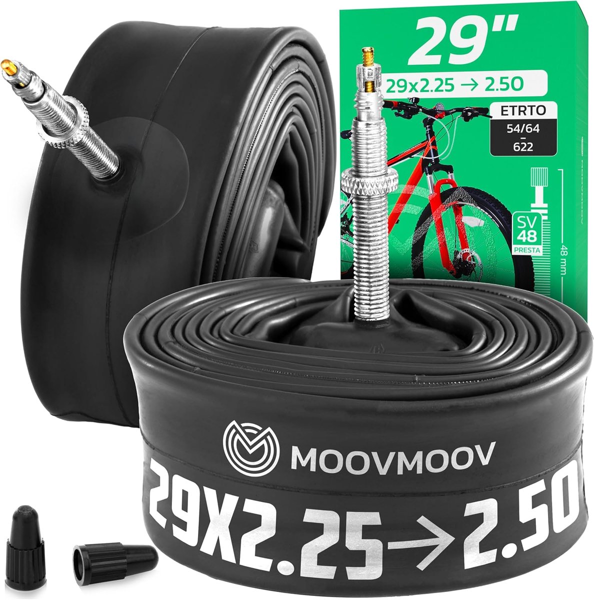 SnelShoppen - 29 Inch Binnenbanden Set van 2 - Presta Ventiel 48mm - Geschikt voor Bandenmaat 29 x 2,25 tot 2,50 - Duurzaam en Betrouwbaar voor Fietse