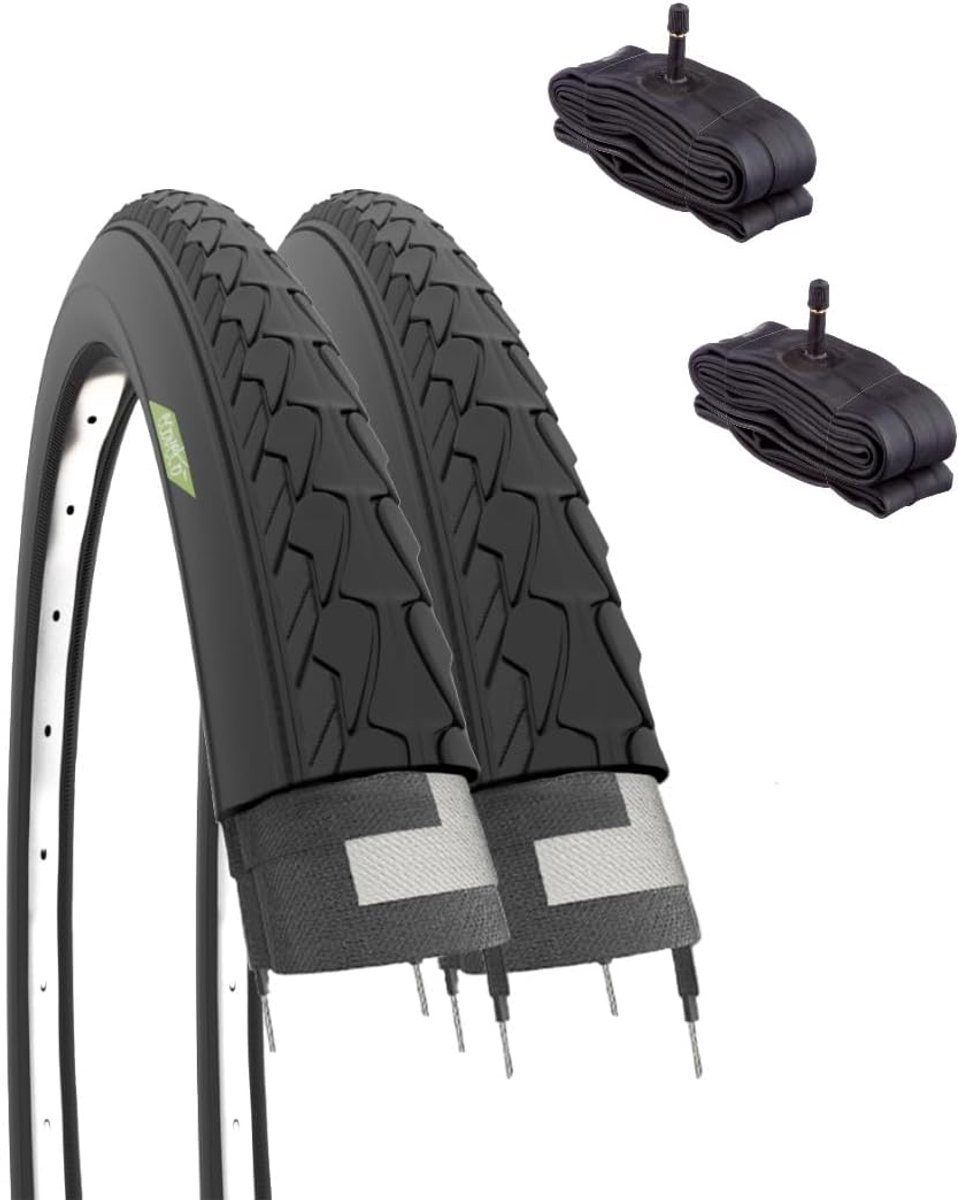 SnelShoppen - 2x Fietsbanden 700 x 35 C + Binnenbanden Amerika 28 x 1.35 - Vouwbanden voor Gravel, Trekking en Ciclocross - Butyl, Max 75 P.S.I.