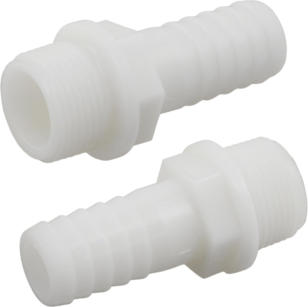 SnelShoppen - Set van 2 Rechte Mannelijke Connectoren 3/4 Inch x Ø 20 mm - Male Draad Adapter voor Irrigatiesystemen - Polyamide, Wit