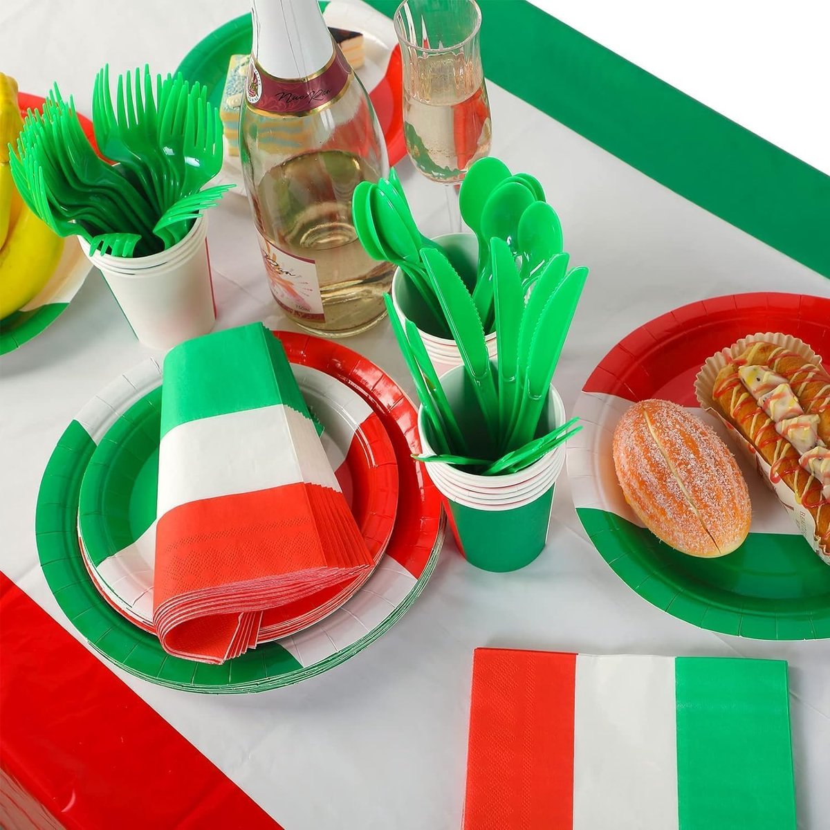 SnelShoppen - Italiaanse Feestdecoraties 100 Stuks Italiaanse Vlag Servetten Groen Wit Rood Voor Italiaanse Feestjes en Partijen