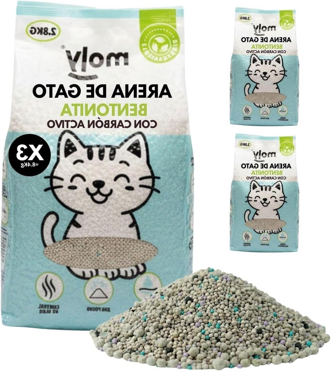 Bentoniet Kattenbakvulling - Kattenzand Klontvormend - Hygiënisch Huisdier - Actieve Kool Geurcontrole - 8.4 kg - Grijs