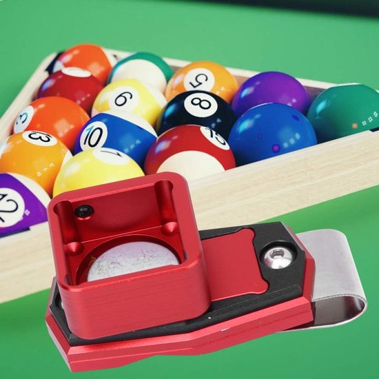 Billiard Cue Chalk Houder Snooker Accessoire Draagbaar Aluminium Pool Cue Krijt Houder met Clips (Rood) - Kwalitatieve Hulpmiddel voor Billiard en Snooker Spelletjes van Merkloos — afbeelding 2