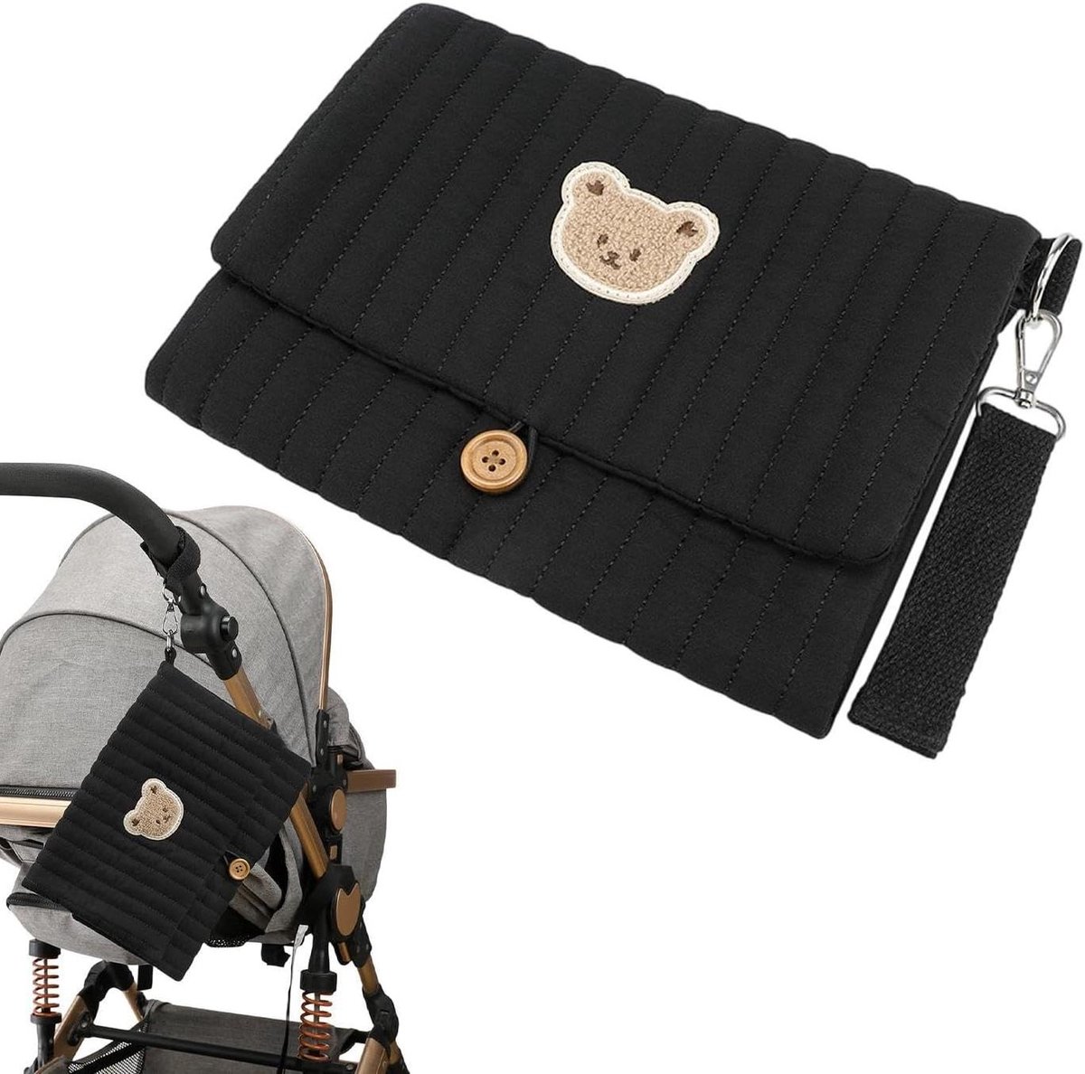 Luieretui Opvouwbaar - Luier Organizer - Baby Benodigdheden - Waterdicht Materiaal - 24x20x2 cm - Zwart