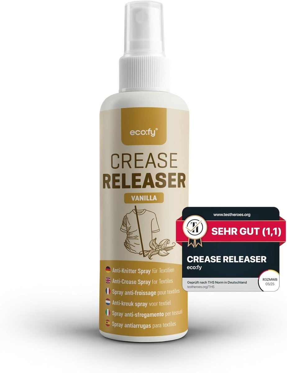 Anti-kreukspray met vanillegeur, kreukvrij zonder strijken, frist kleding op, ideaal voor onderweg en op reis - ShopVlot