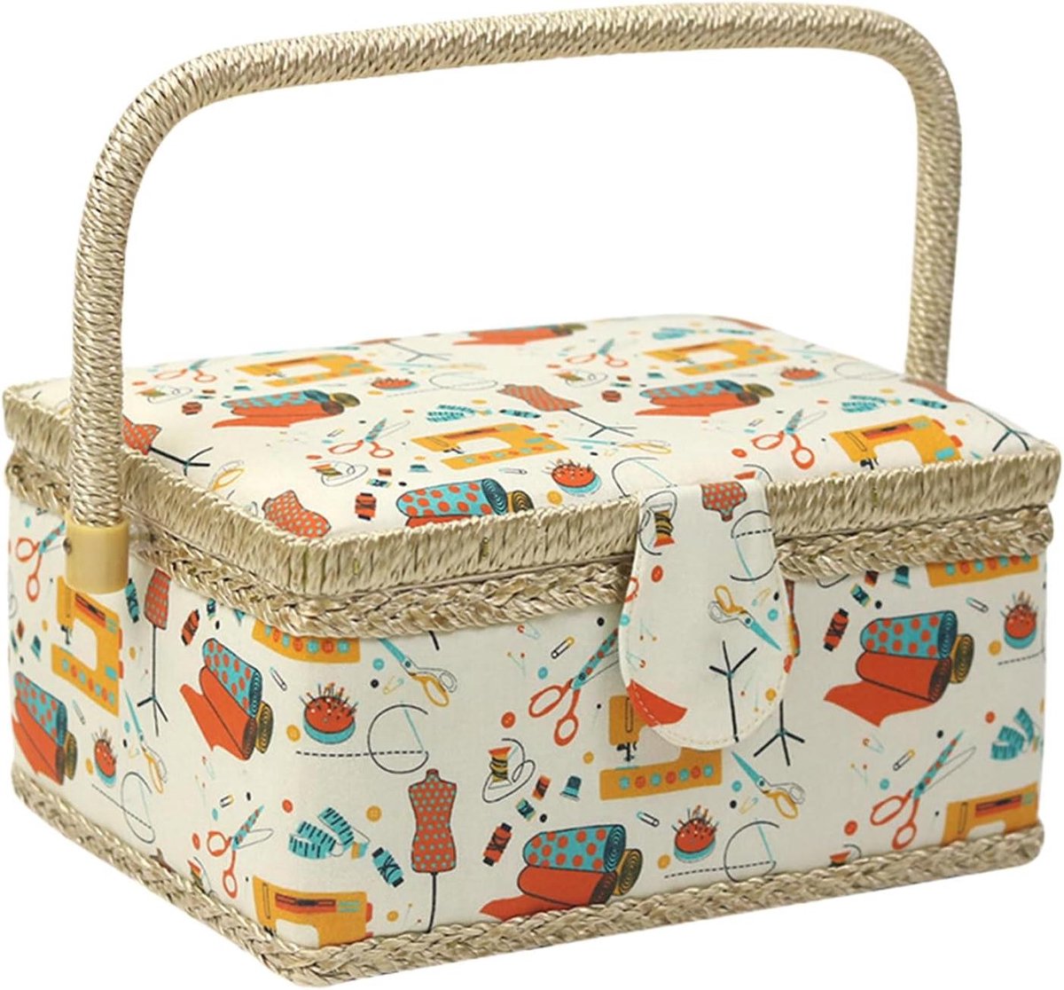 Naaimand Organizer - Naaikistje Hobby - Hobby Benodigdheden Opbergen - Afneembare Lade - 24 x 17.5 x 15 cm - Vintage