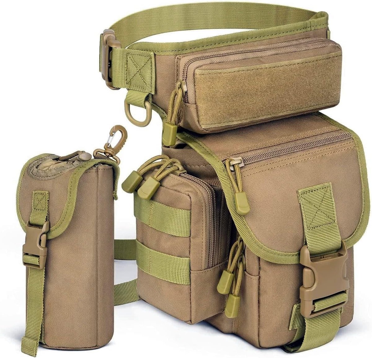 flintronic Tactical Drop Leg Heuptas, Multifunctionele Waterdichte Outdoor Militaire Heup Dij Gereedschapstas Heuptasje met Waterfles Pouch, voor Wandelen Reizen Motorrijden Camping Vissen