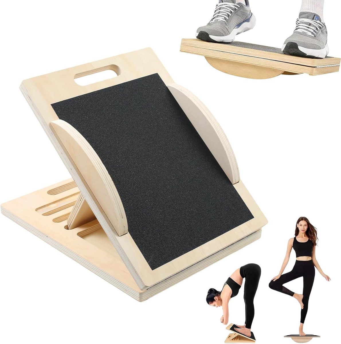 2-in-1 balansbord en schuine plank, verstelbare kantelplank en kuitstrekker