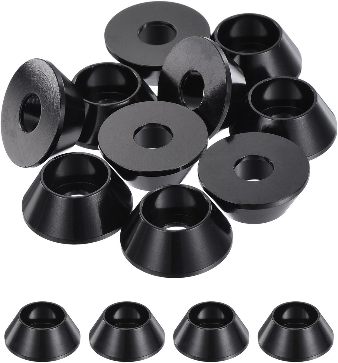 M6 kegelschijven, Afdichtingen van geanodiseerd aluminium, cilinderkopafdichting voor RC/FPV/PC/drones/mechanische accessoires, verpakking van 10 (zwart)