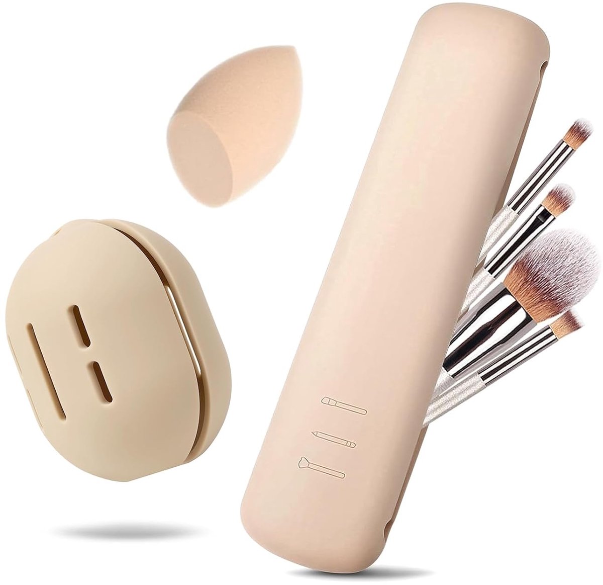 Make-up borstelhouder set van 2 - silicone - draagbaar - ideaal voor reizen - SnelShoppen