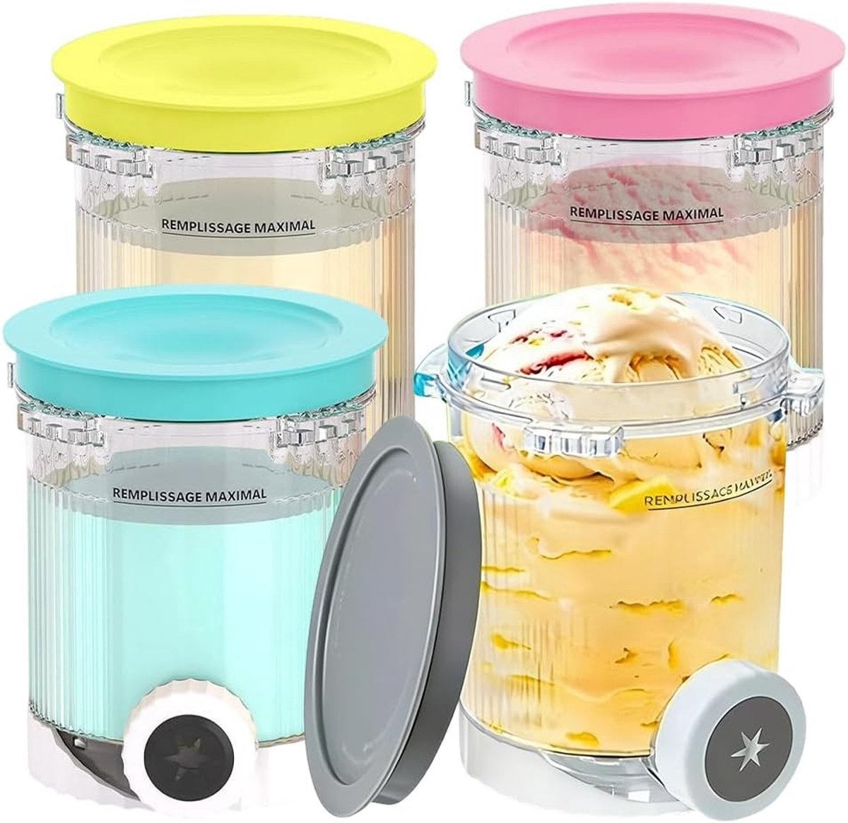 Set van 4 IJscontainers, 480ml, BPA-vrij, Vaatwasserbestendig, Ideaal voor IJsbereiding en Bewaring