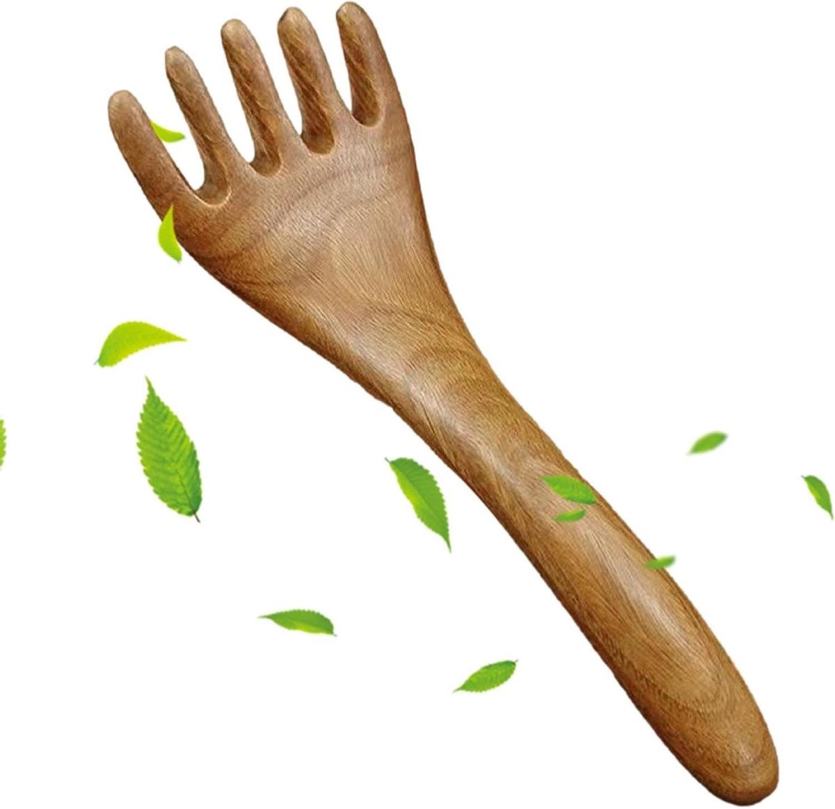 Houten Massagekam - Hoofdmassager Krabber - Hoofdhuid Ontspanning - Vijfklauw Ontwerp - 17 cm - Natuurlijk Hout