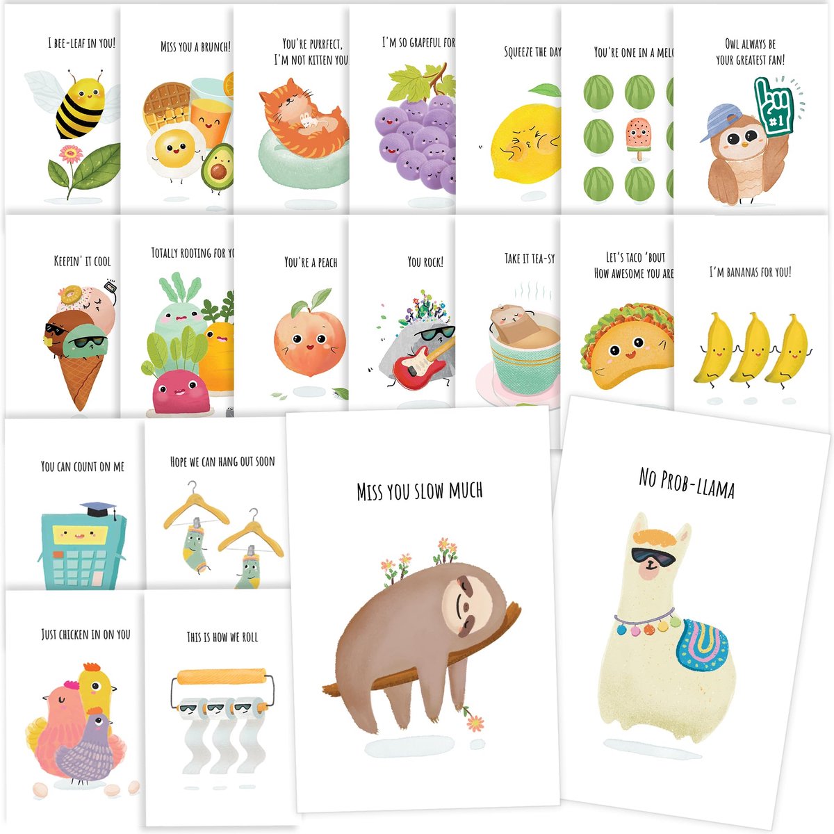SnelShoppen - 40 Grappige Ansichtkaarten - Punny Puns - Bulk Pakket Thinking of You - Hilarische Kaarten voor Vrienden, Familie, Kinderen, Studenten,
