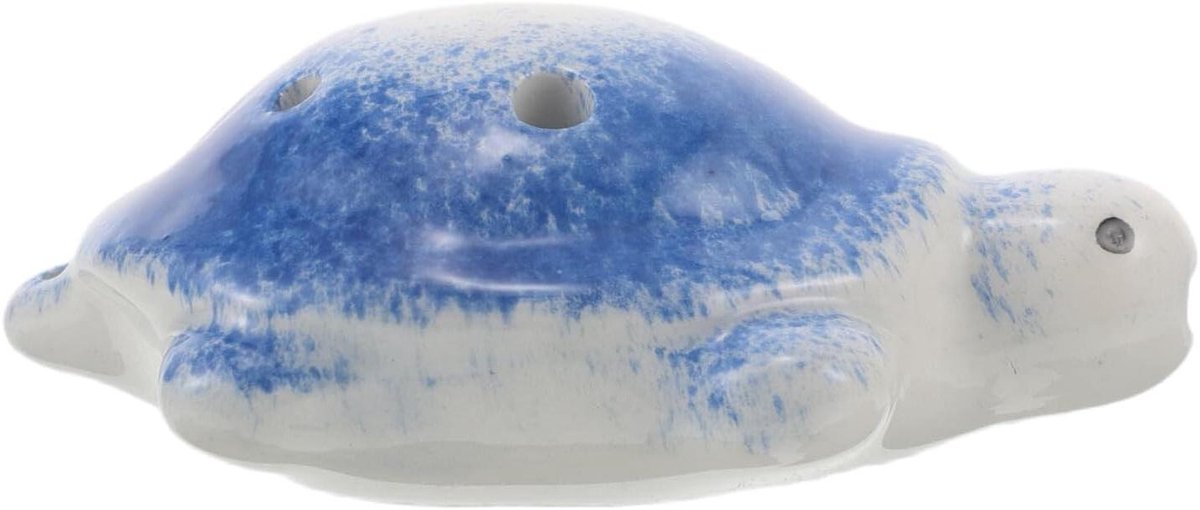 Keramische Ocarina - Schildpad Fluit - Muziek Leren - Handgemaakt Keramiek - 8 x 5.6 x 3.3 cm - Marineblauw