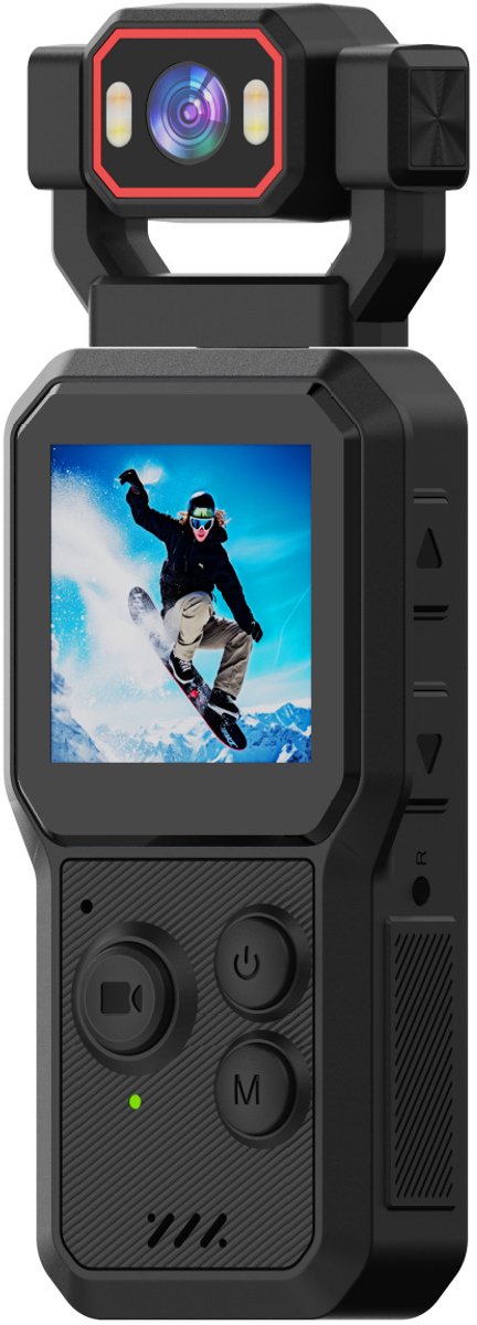 1080P Full HD Draagbare Pocket Videocamera | Mini Bodycamera met 1,54” HD scherm, draaibare lens, nachtverlichting, foto/video/audio-opname, meerdere talen, Type-C opladen