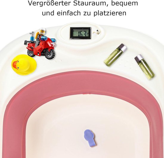 Opvouwbare Babybadkuip - Babybadje met Inzet - Veilig Baden - Temperatuur Indicator - 50 Liter - Roze — afbeelding 3