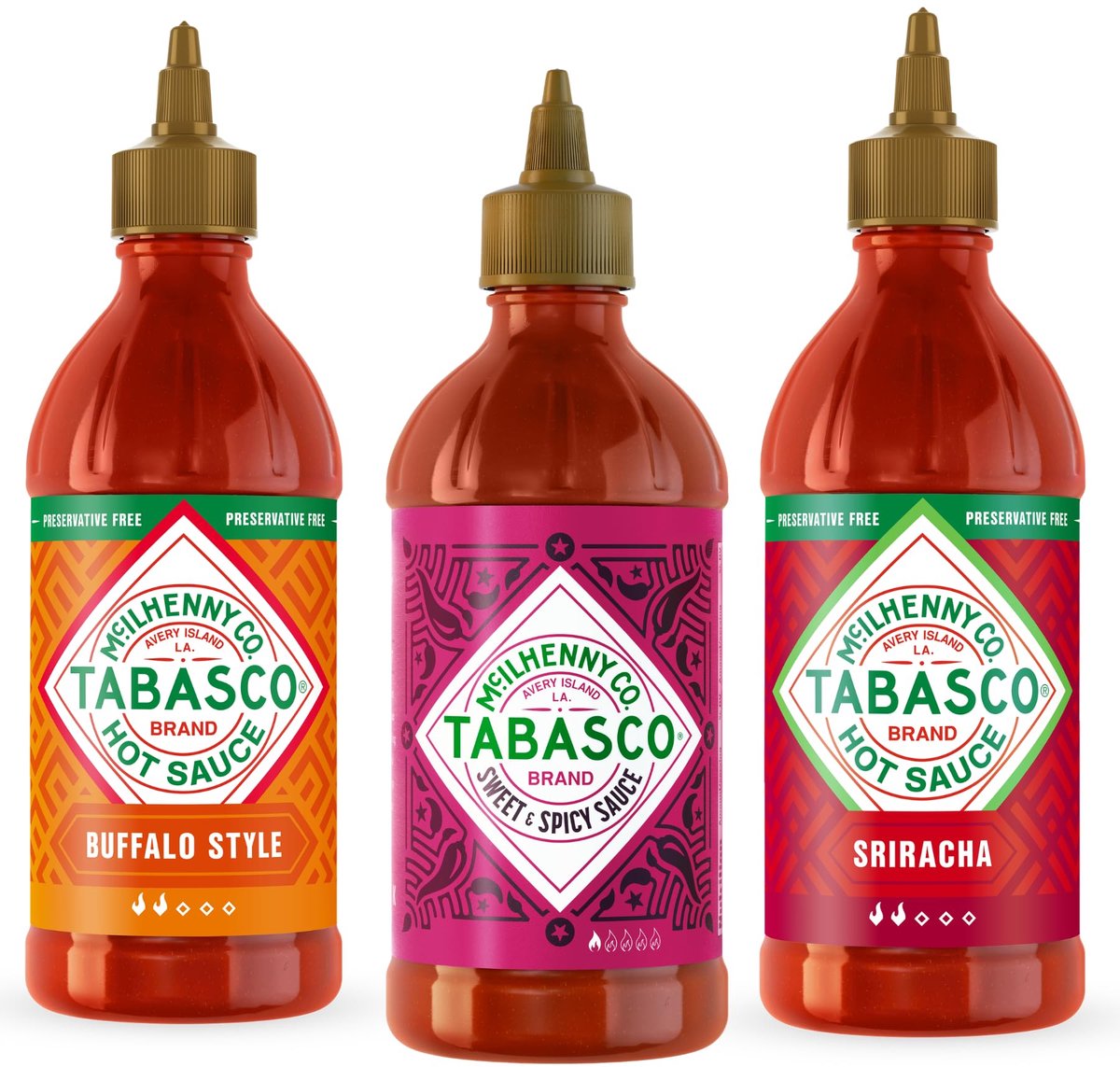 Tabasco Squeeze Sauzenset Buffalo, Sriracha en Sweet & Spicy – 3 x 256 ml – Glutenvrij en Zonder Conserveermiddelen