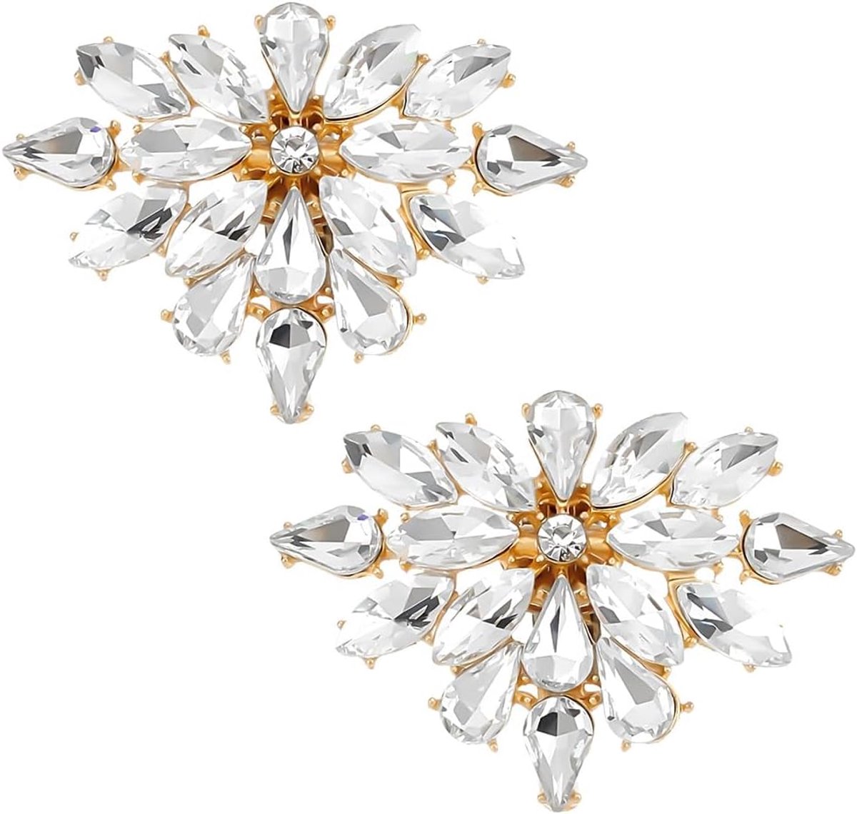 2 STKS Kristallen Schoenklemmen Gouden Kleur Legering Schoen Clips Kristal Strass Schoen Gespen Bloemen Patroon Schoen Gespen Verwijderbare Schoen Decoratie voor Schoenen Hoge Hak