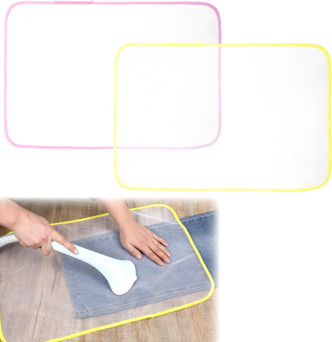 2 stuks strijkdoek voor stoomstrijkijzers, 60 * 40 cm roze en gele strijkdoek ter bescherming van kleding, Chutz-Lsolier-strijkmat voor naaistoffenbescherming