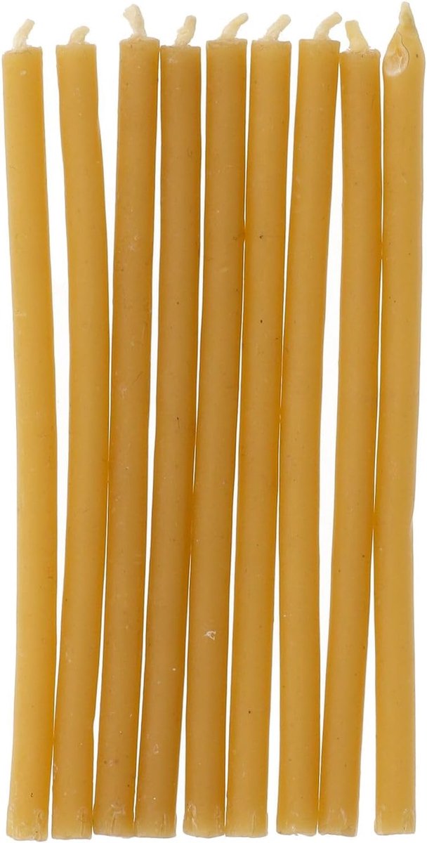 Bijenwaskaarsen, 10 cm, 24 stuks, druppelvrije verjaardagskaarsen, langere brandduur, honinggeur, geel, 24310