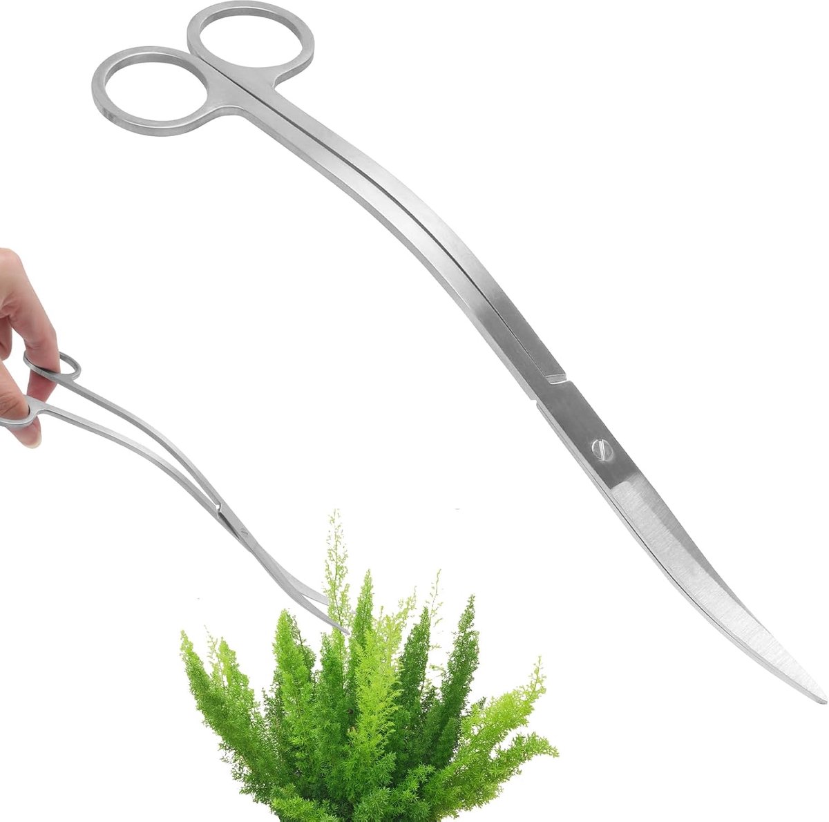 25 cm gebogen roestvrijstalen schaar, trimschaar met gebogen lemmet, roestvrijstalen aquariumschaar, aquariumplantenschaar voor plantenverzorging