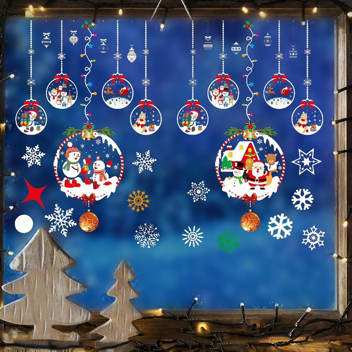 Raamstickers, Kerstman Kerstboom Sneeuwvlok Kerstraamstickers Herbruikbare Statische PVC Raamstickers Kerstdecoratie