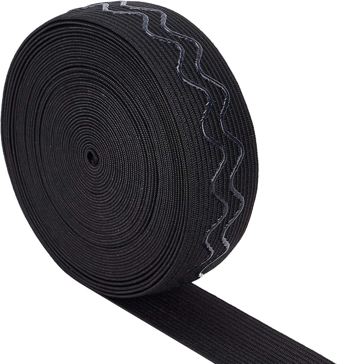 7m 30mm Brede Antislip Siliconen Elastische Grijperband Platte Tailleband Naaien Elastisch Lint voor Kledingstuk Naaiproject, Zwart