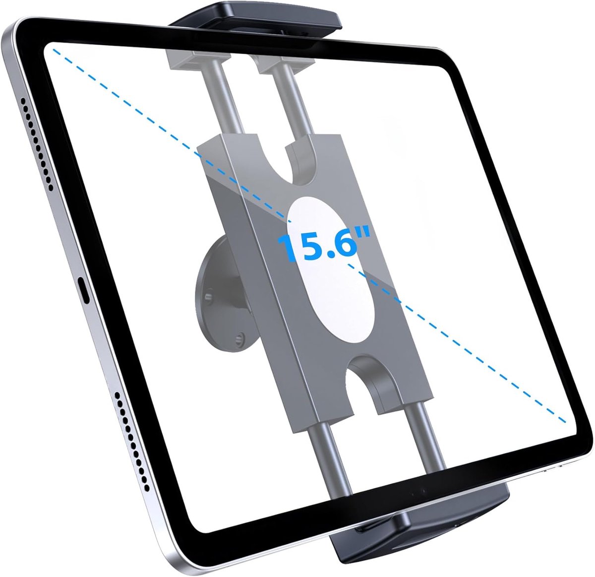 Tabletwandhouder, 360°-instelling voor iPad-wandhouder, standaard met metalen basis, compatibel met iPad Pro, Mini, Air, telefoons, alle 4,7-13 inch apparaten