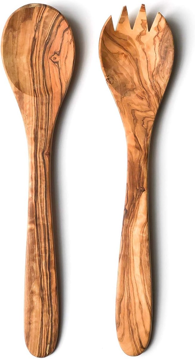 - Traditionele Olijfhouten Salade Servers - Lengte 30cm