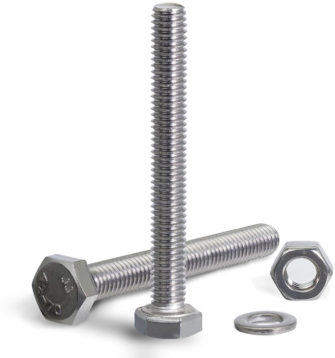 Zeskantschroeven M6x50 mm 30 sets schroeven moeren set borgschijven M6 zeskantmoer DIN 933 roestvrijstalen schroeven A2 V2A volledige draad machine schroeven bouwbevestiging meubelmontage klussen