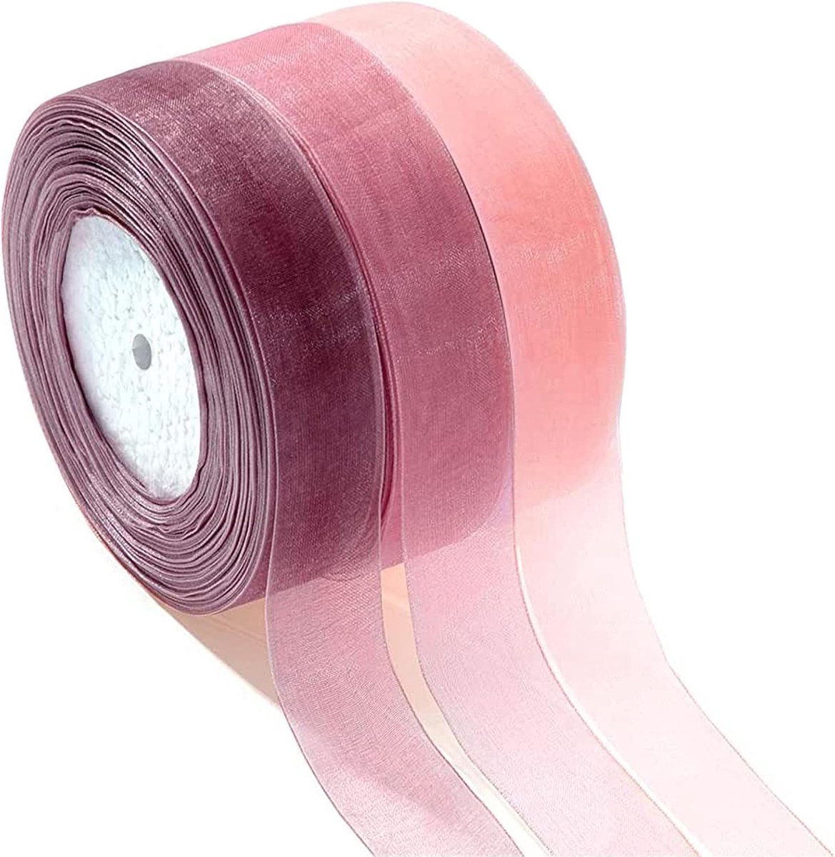 3 Stuks Organza Lint, Organza Satijnen Lint, voor Knutselen, Decoratief, Scrapbooking, Feestjes, Boeketten, Feestkransdecoraties en Cadeaulintstrikken