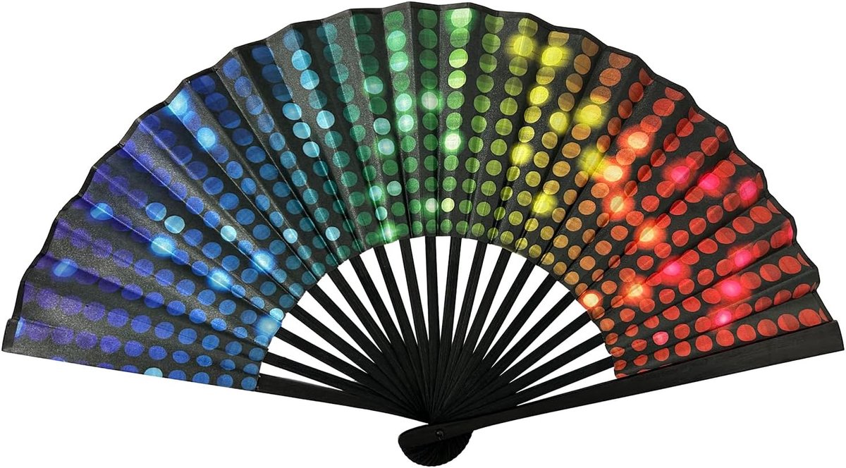 Handwaaier opvouwbaar voor volwassenen, premium feestwaaier voor dansfeesten, disco, strand en drag queen optredens, rave accessoire en cadeau (stip patroon)