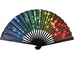 Handwaaier opvouwbaar voor volwassenen, premium feestwaaier voor dansfeesten, disco, strand en drag queen optredens, rave accessoire en cadeau (stip patroon)
