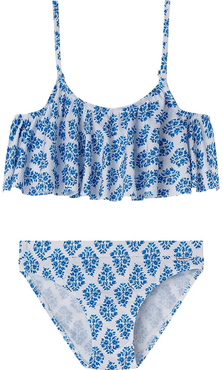 Pepe Jeans Multi Fl Ruffled Bikini Blauw 16 Years Meisje Sky Blue