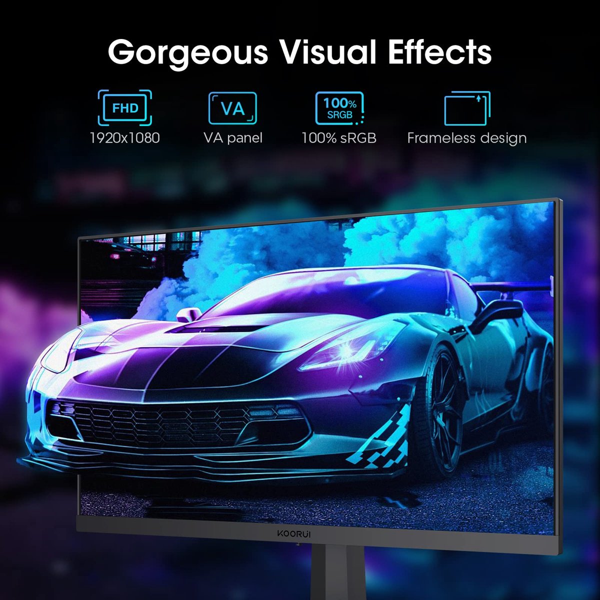 SnelShoppen - 24.5 Inch FHD Gaming Monitor, Full HD (1920 x 1080) 180Hz, VA, 1ms, FreeSync & G-Sync Compatibel, 2x HDMI & DisplayPort, sRGB 99%, VESA,